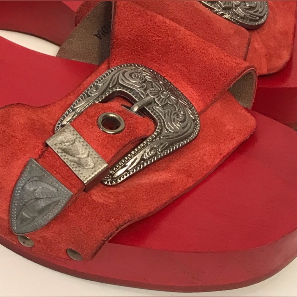 Free people Red Wood Westtown Slides Clogs  39 - Picture 4 of 12